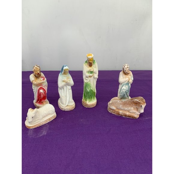 Vintage Chalk Wear Nativity Replacement lot set six pieces - Picture 1 of 12